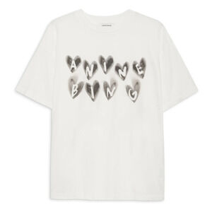 NWT Anine Bing Cade Hearts White Logo T-Shirt Women's Size Medium